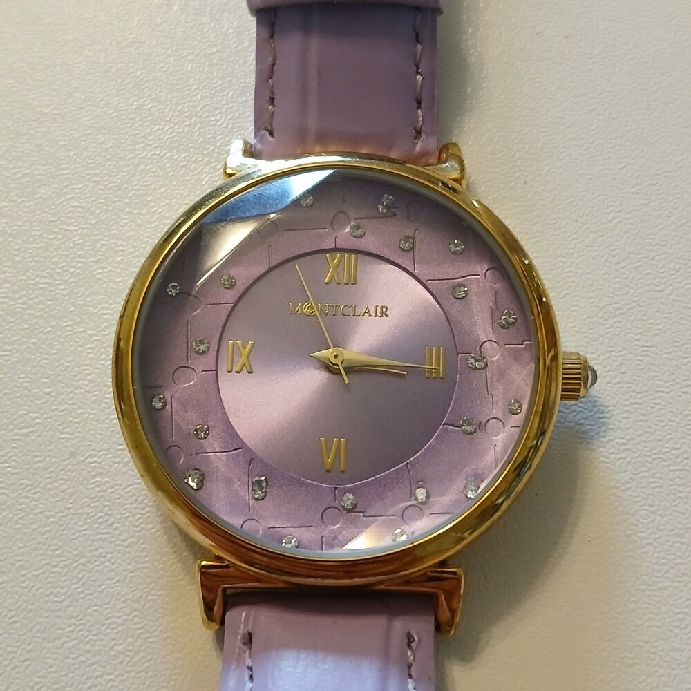 Montclair Women's Lavender & Gold Tone Rhinestone Fashion Watch